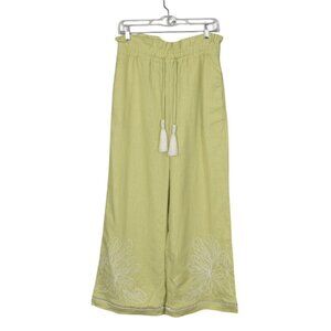 House of Harlow Linen Wide Leg Flowy Pants Green High Waist Size Small